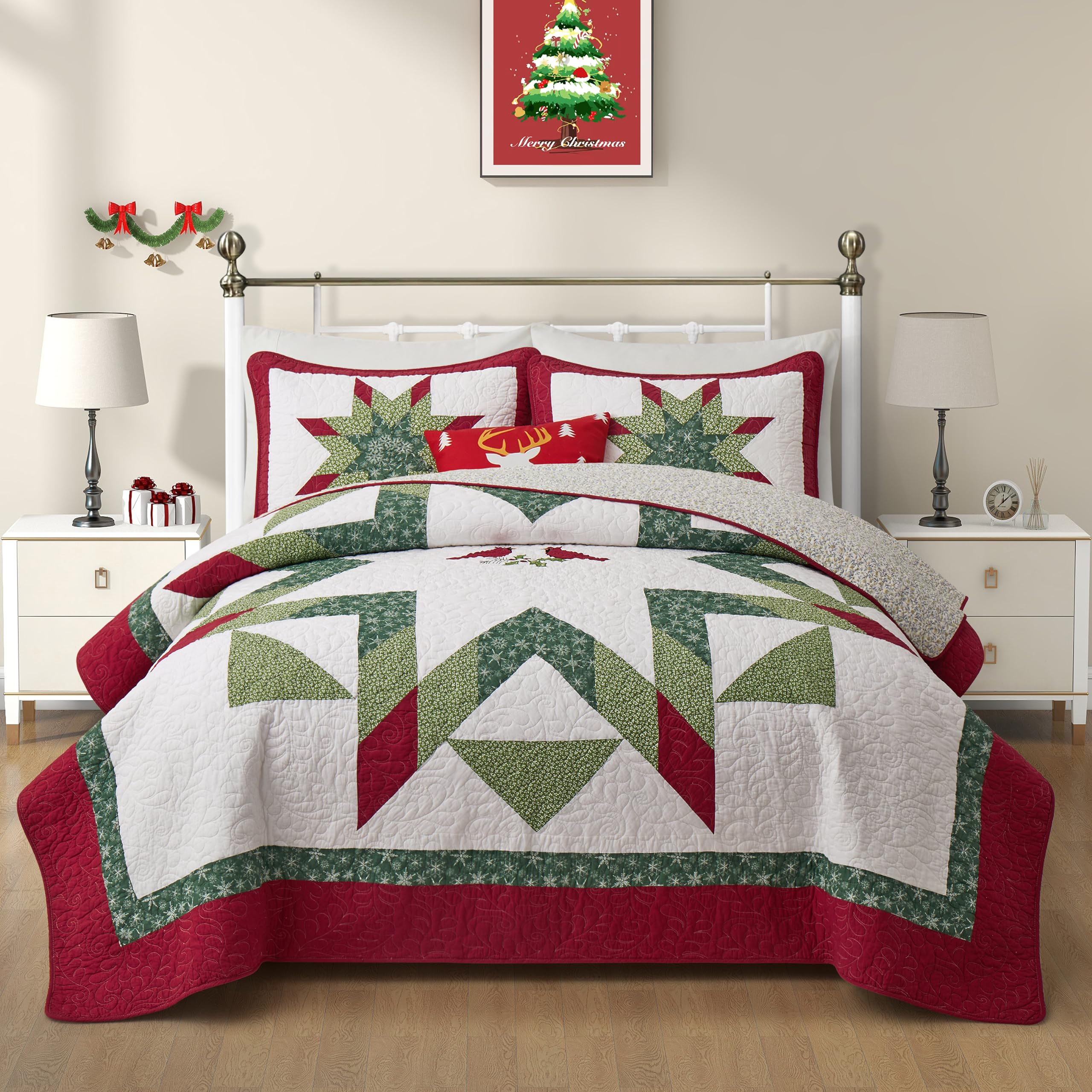 Amazon.com: NELIFDER King Size Christmas Bedding Quilt Set